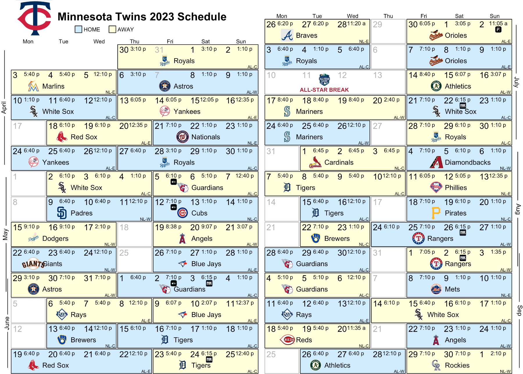 2023 Twins TV Broadcast Schedule Page 2 Minnesota Twins Talk Twins Daily