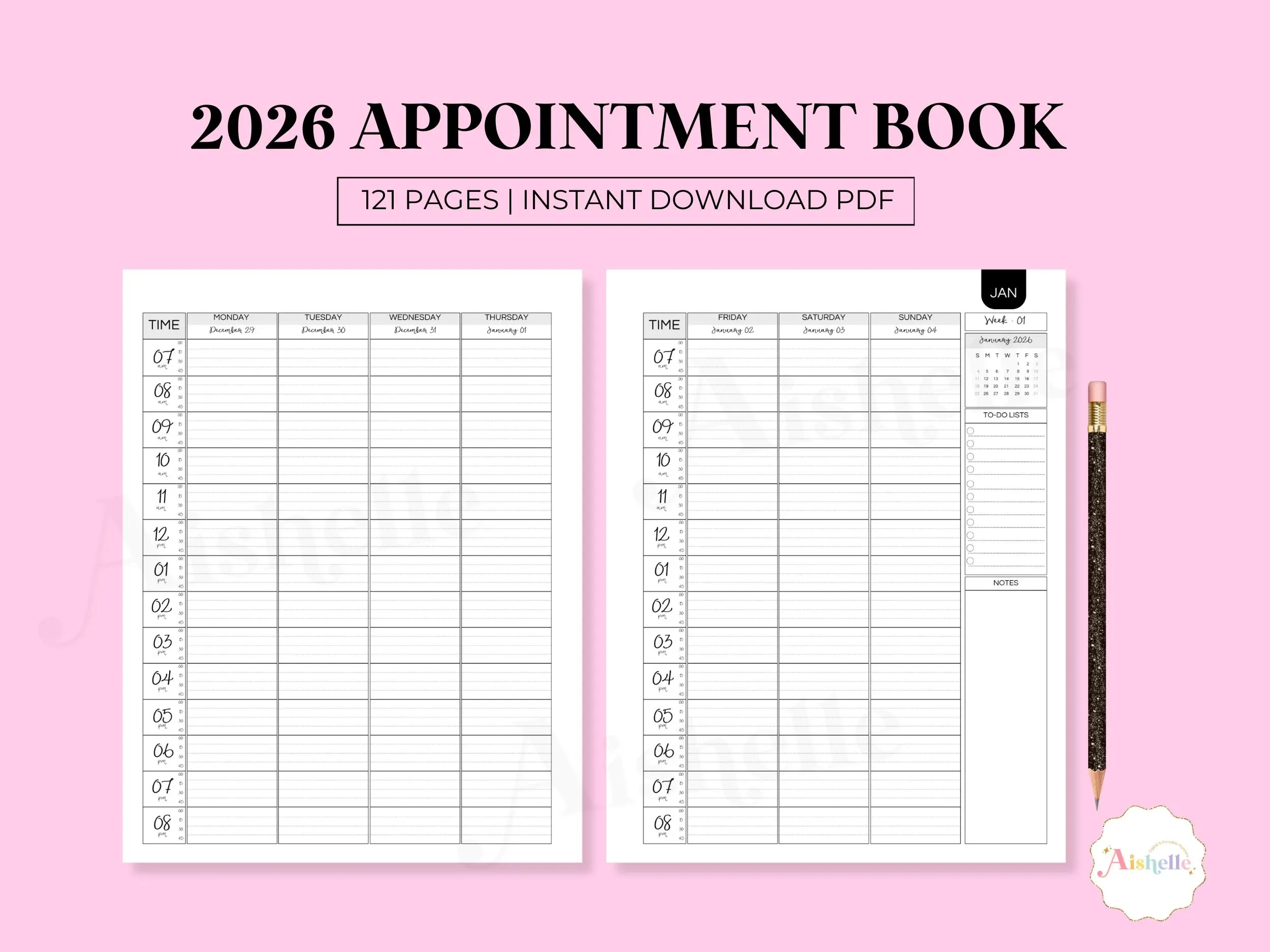 Printable Appointment Planner For January 2026