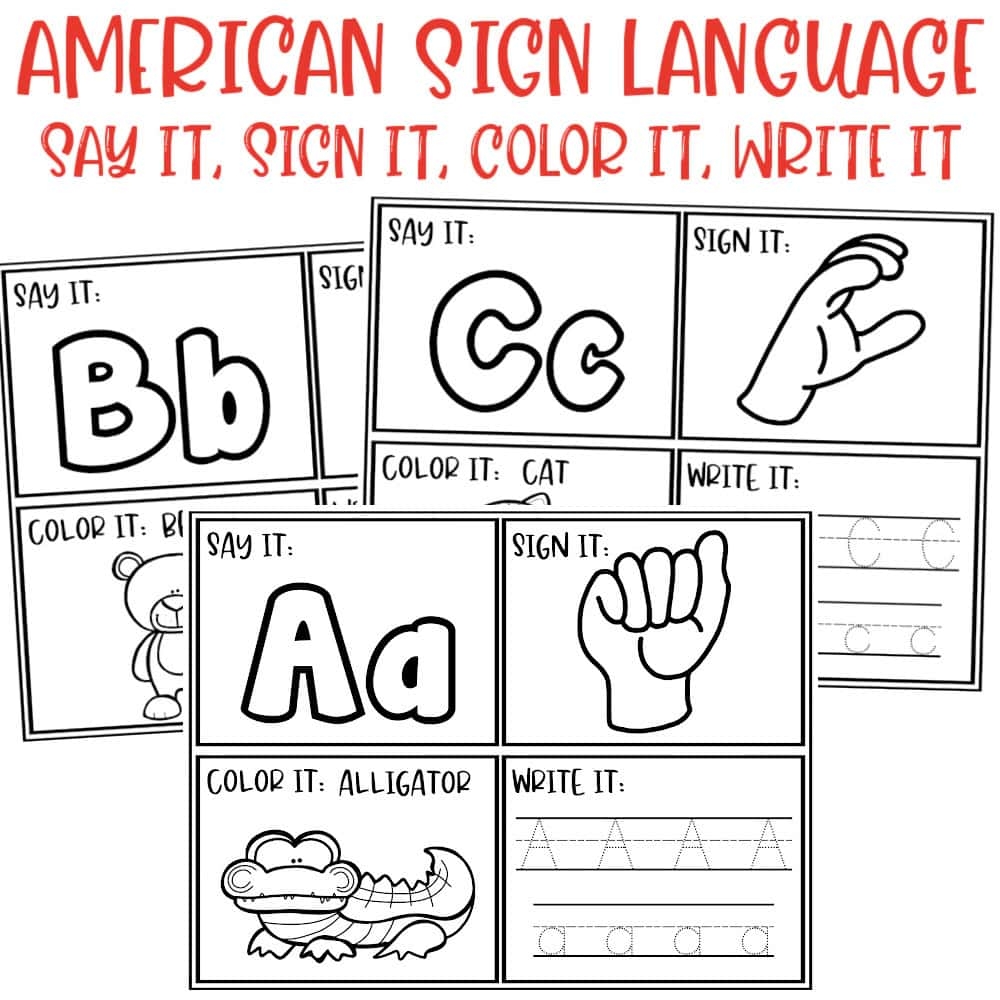 American Sign Language Color Worksheets Printable American Sign Language Color Worksheets Printable