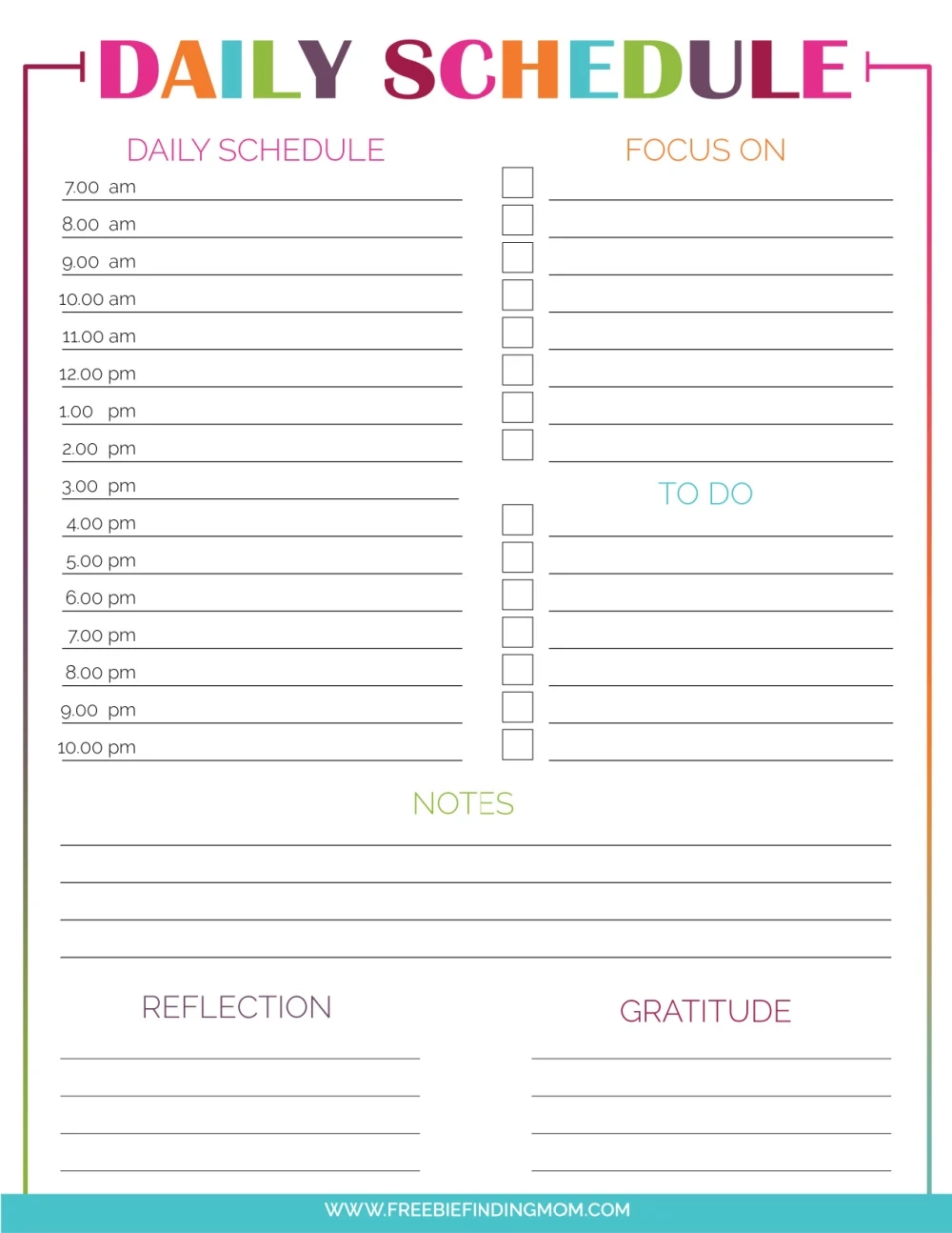 Hourly Planner Template Free Printable