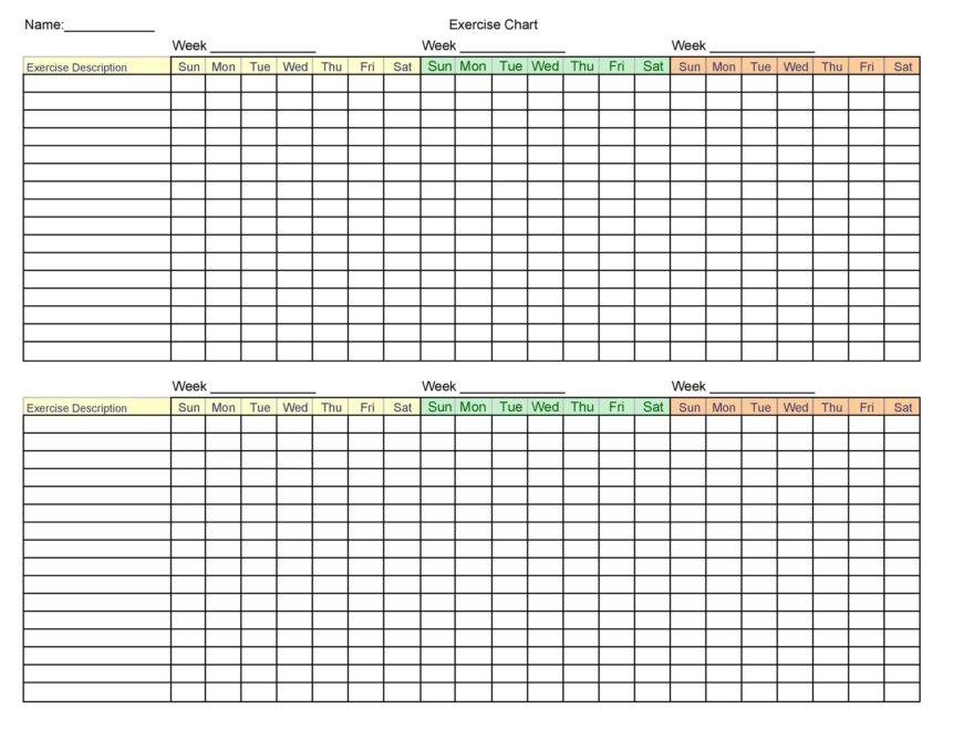 46 Printable Exercise Charts 100 Free TemplateLab