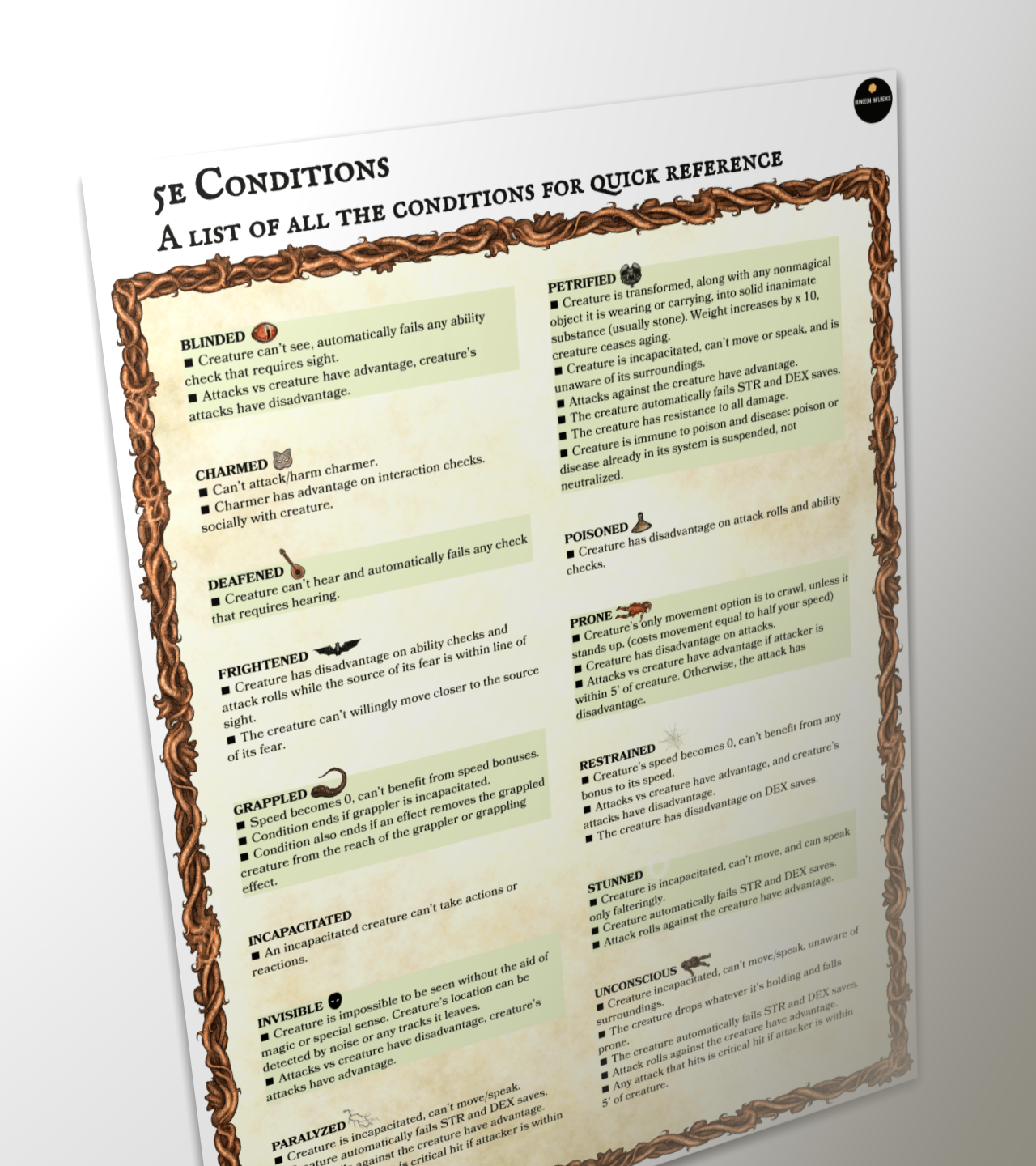 5e Conditions Quick Reference PDF free R DungeonMasters