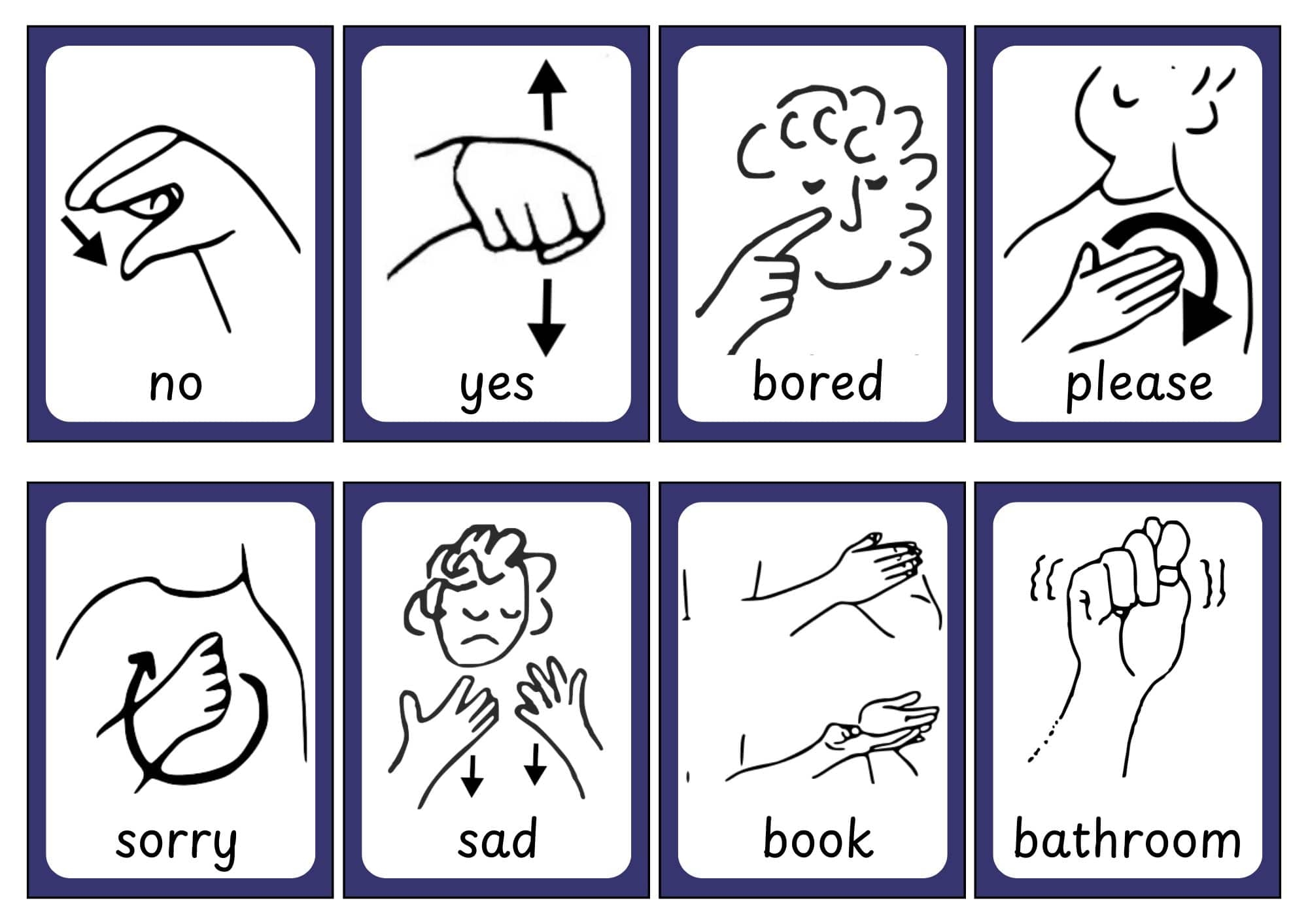 Printable Sign Language Cards Sight Words Printable Sign Language Cards Sight Words