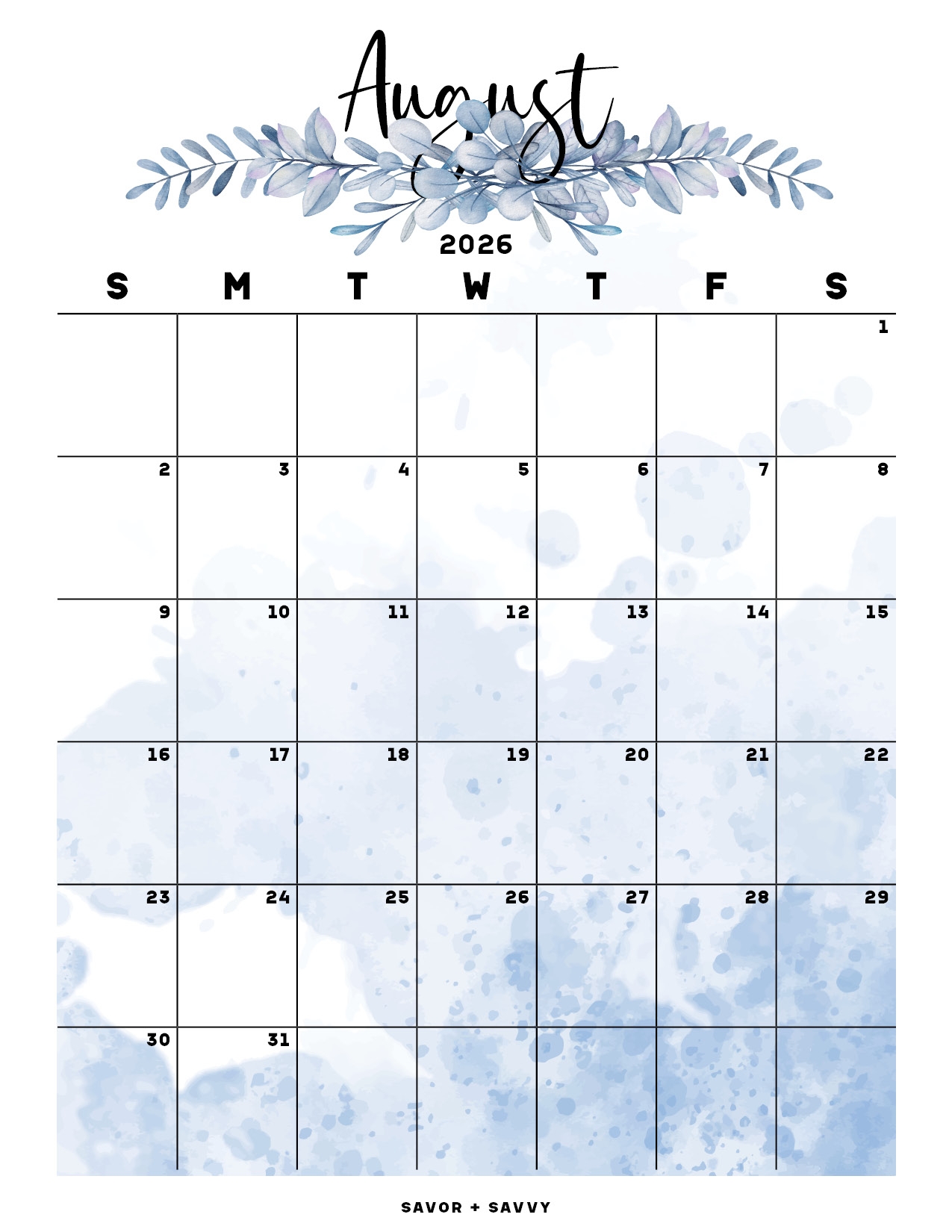 Cute Printable Planner August Verticle 2026 Cute Printable Planner August Verticle 2026