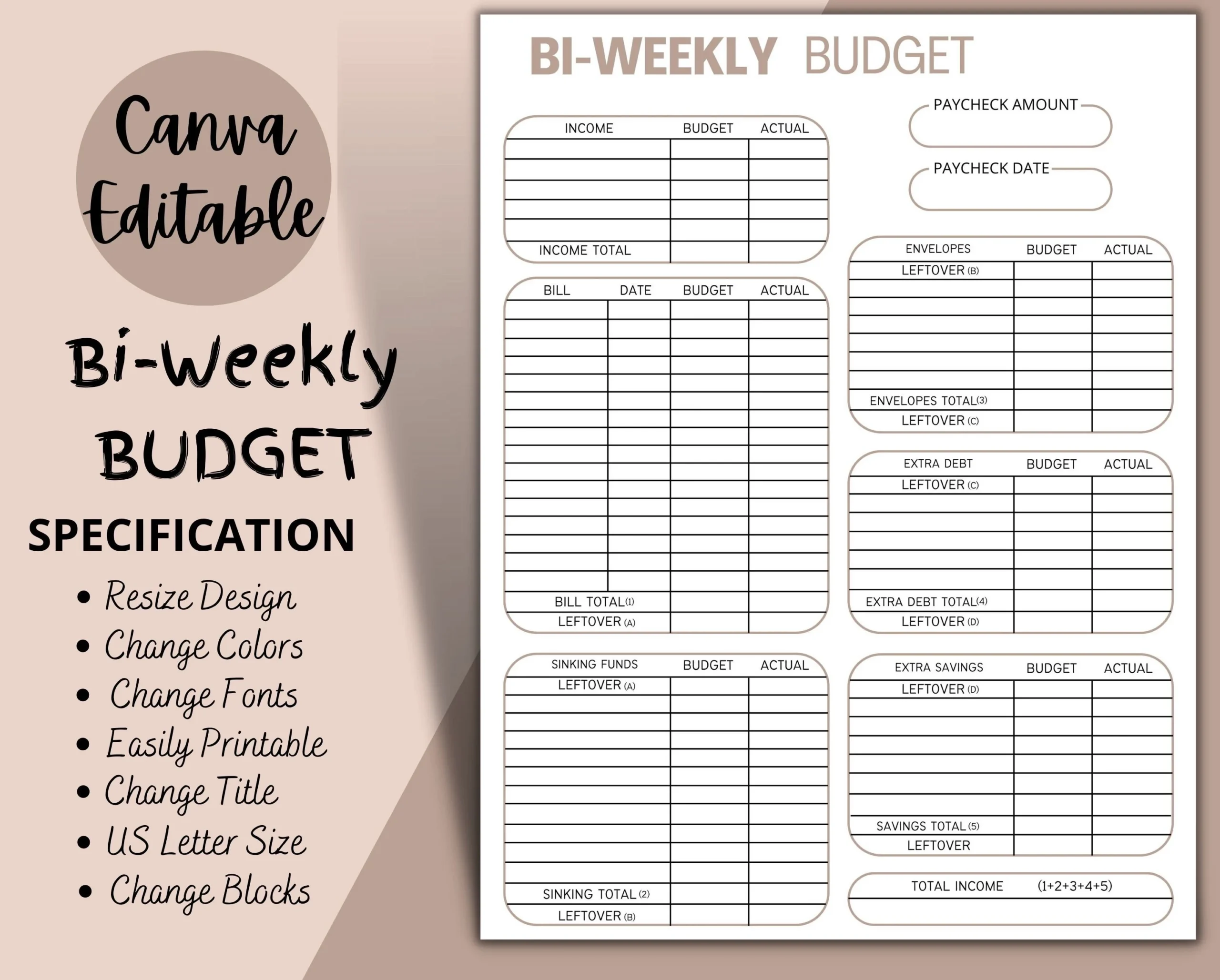 Printable Bi-Weekly Budget Planner
