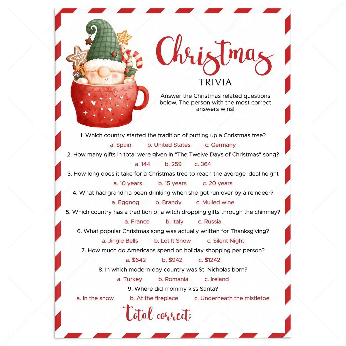 Christmas Quizzes And Answers Printable