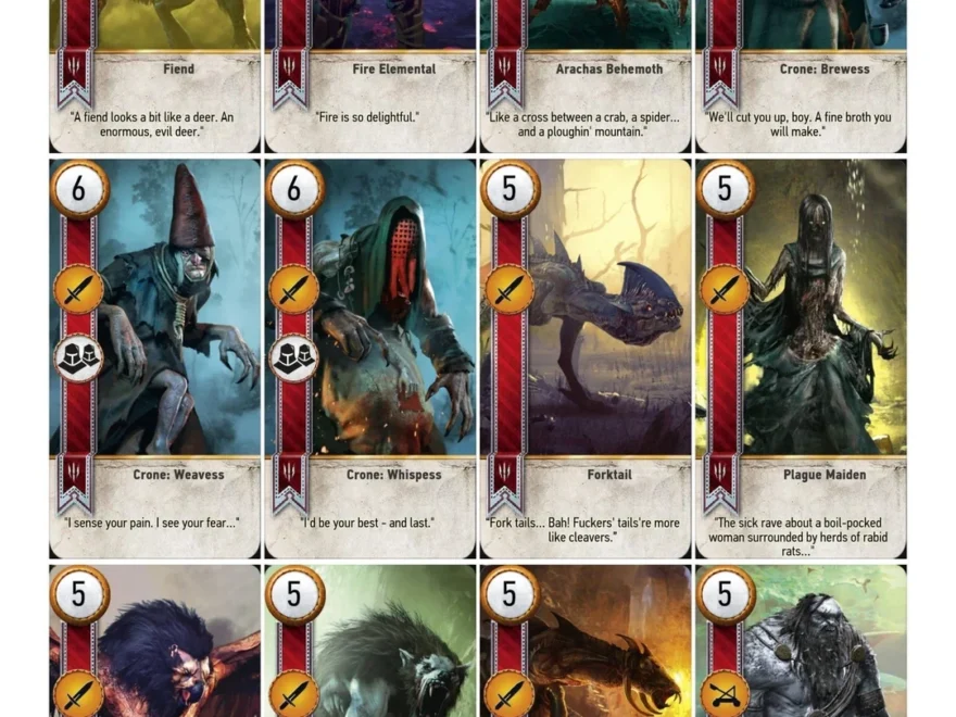 COMPLETE Printable Gwent Cards Now In High Res And Extra Sheets For Backsides And Duplicates R witcher