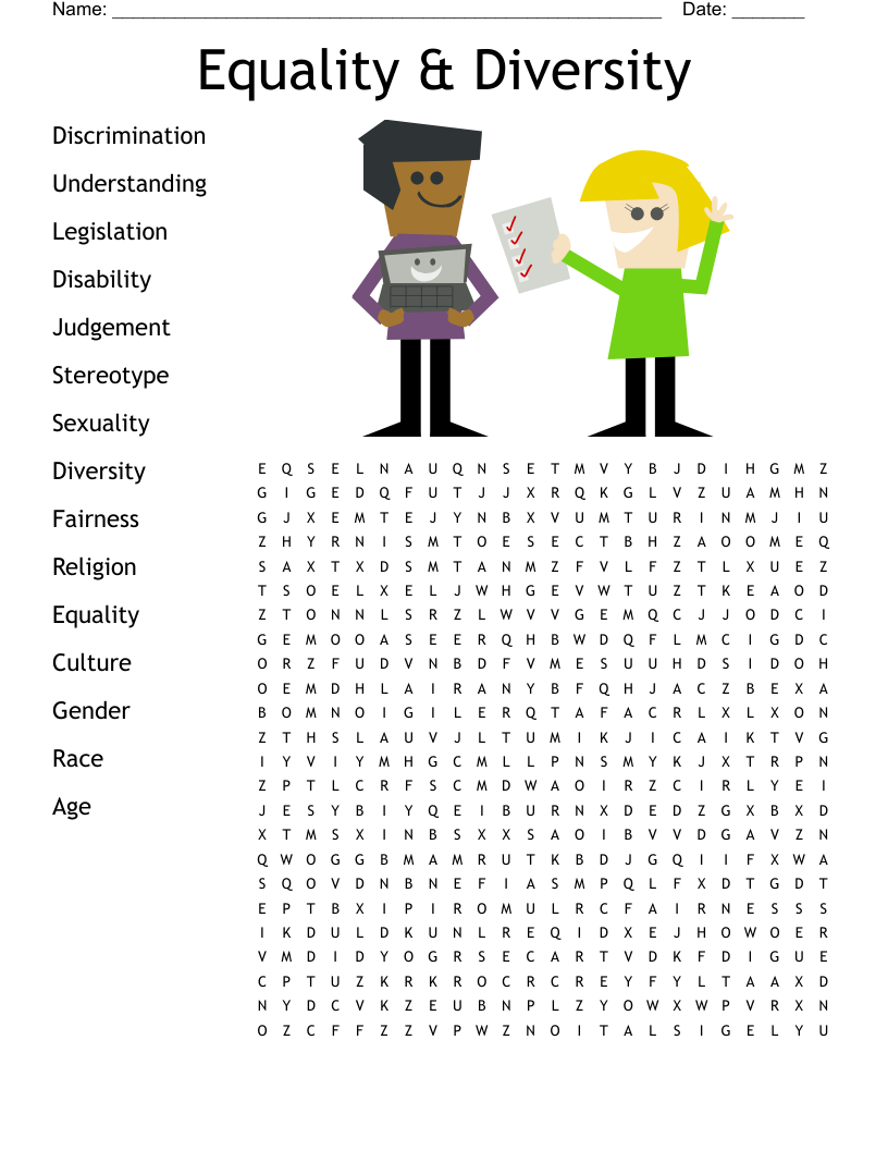 Diversity Education Key Terms Worksheet WordMint