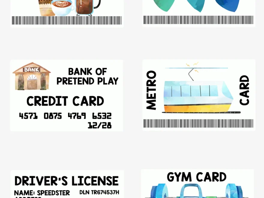 Dramatic Play Wallet Set Version 2 6 Cards PVC Invites VIP Birthday Invitations