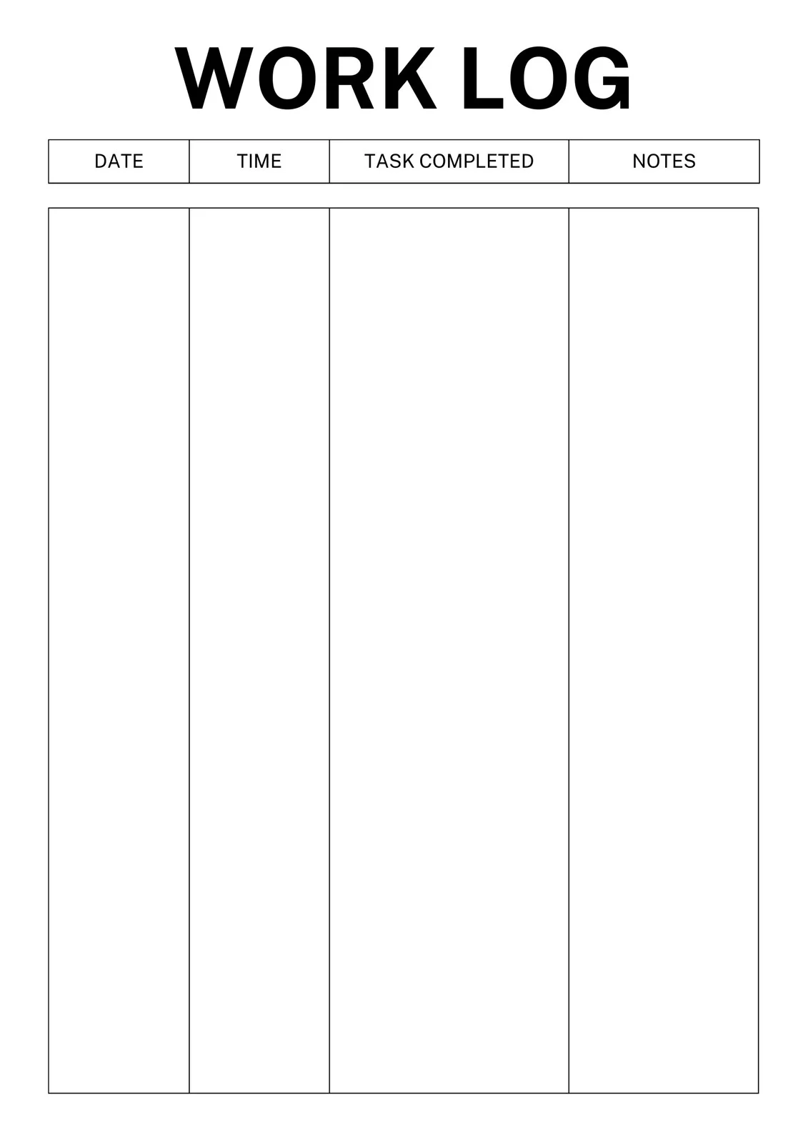 Printable Blank Log Sheet Template