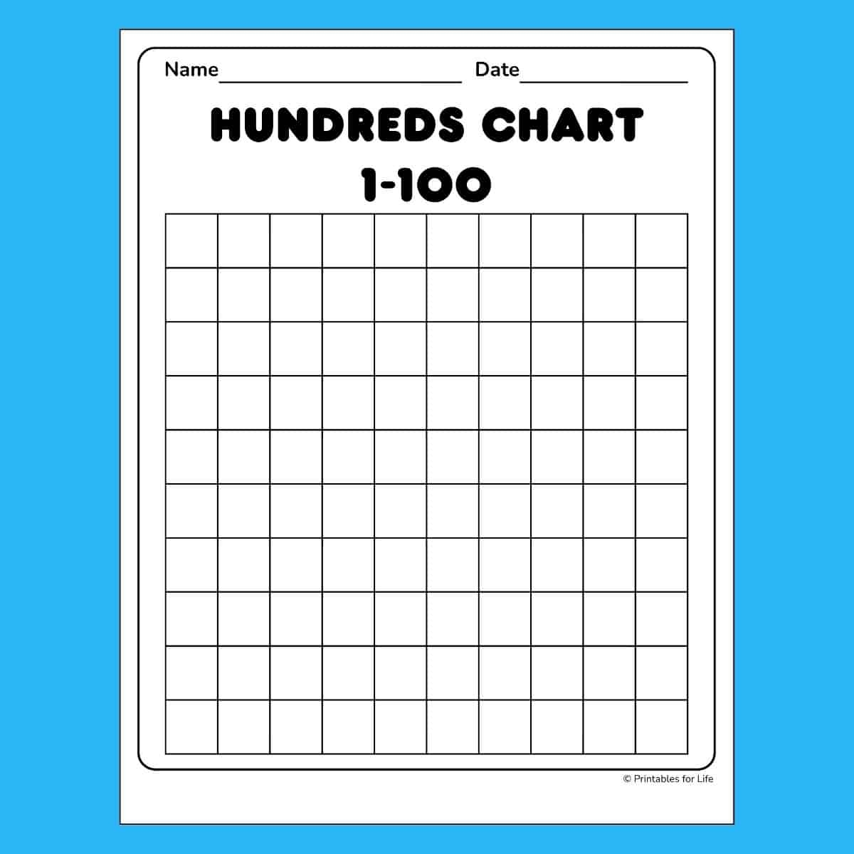 Blank Number Chart Free Printable