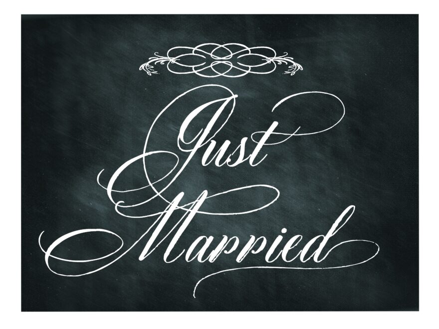 Free Printable Chalkboard Sign Just Married Lettering Art Studio