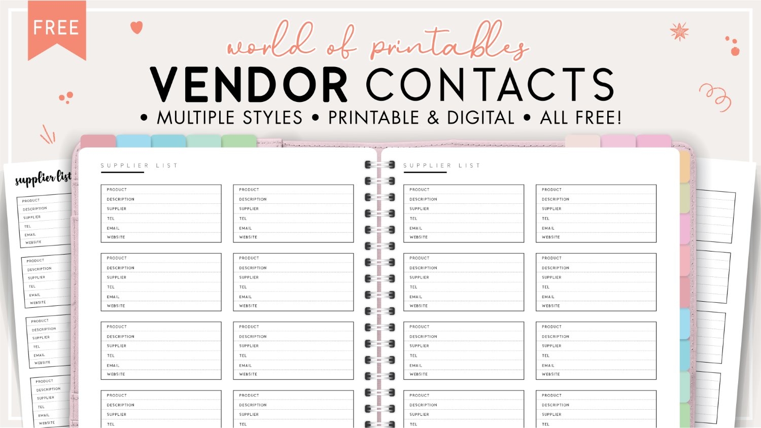 Vendor Contact List Printable Vendor Contact List Printable