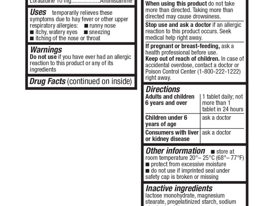 HealthA2Z Allergy Relief Loratadine 10mg Antihistamine Relief From Itchy Throat Sneezing Runny