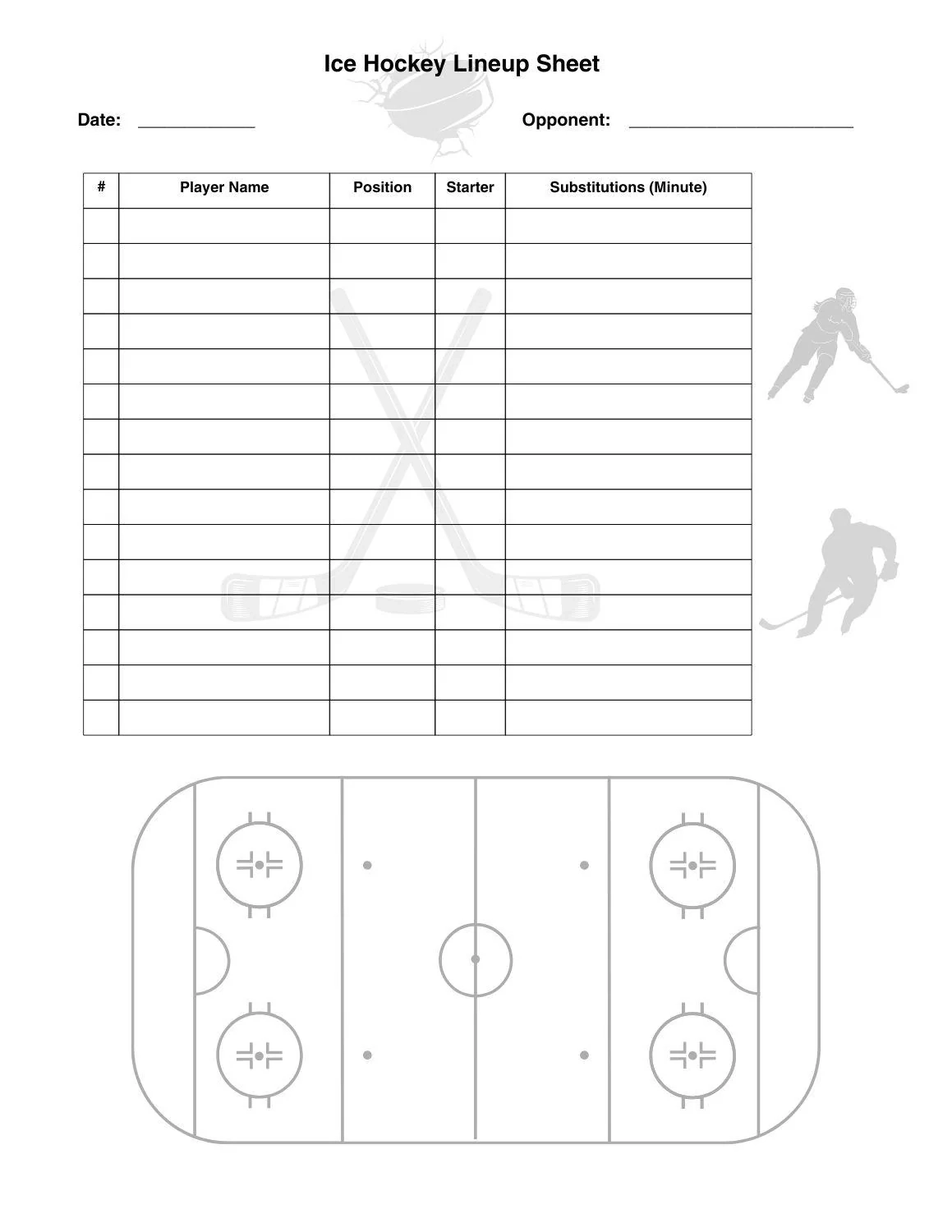 Ice Hockey Position And Line Up Sheets 8 5x11 2 Digital Downloads Ice Hockey Coach Plans Coaching Line Up Sheets Etsy
