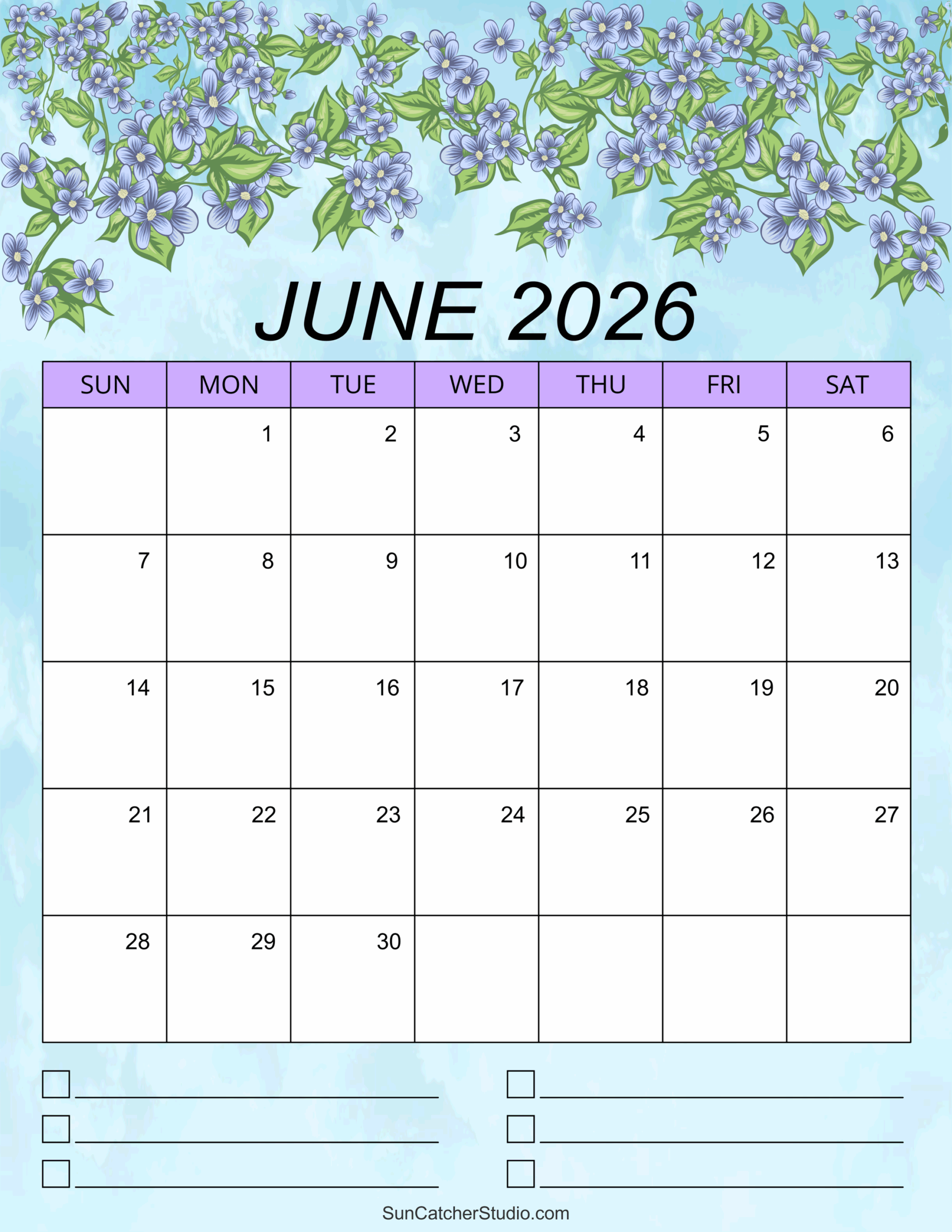 Daily Planner June 2026 Printable