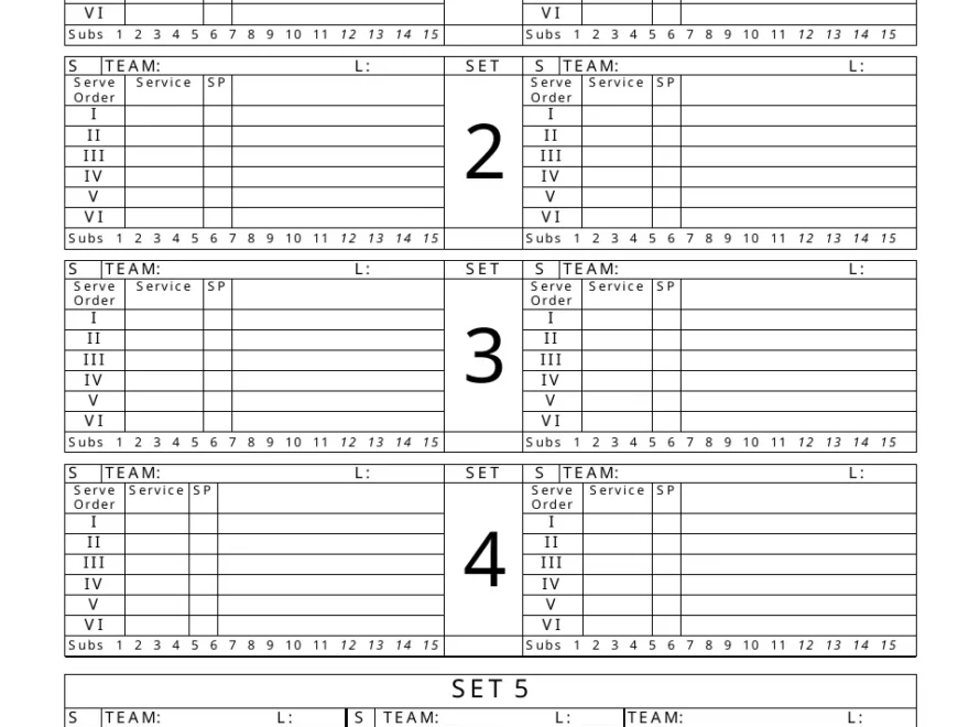 Libero Tracking Sheet Template Five Sets Download Printable PDF Templateroller