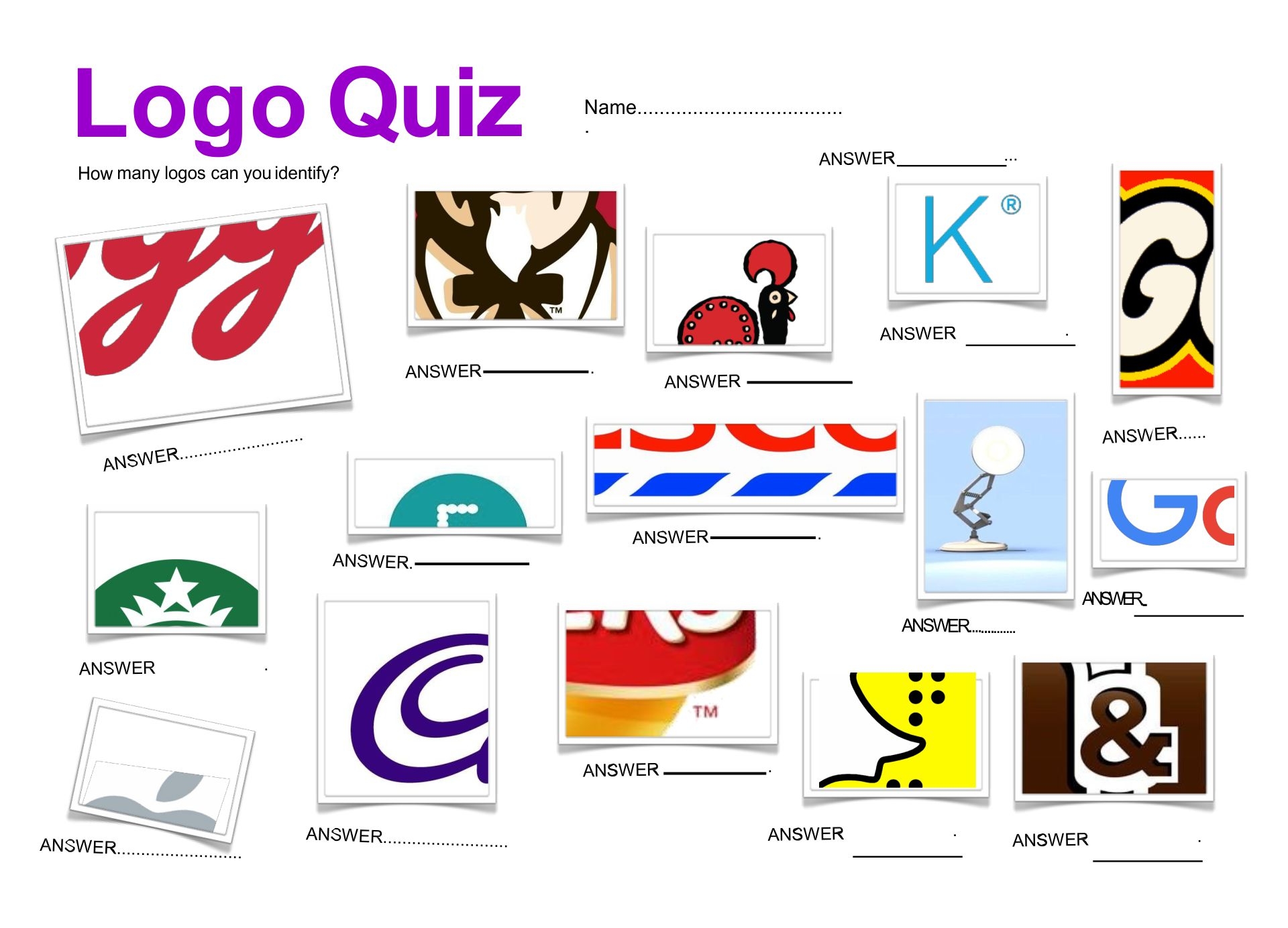 Picture Quiz Brands Printable Uk