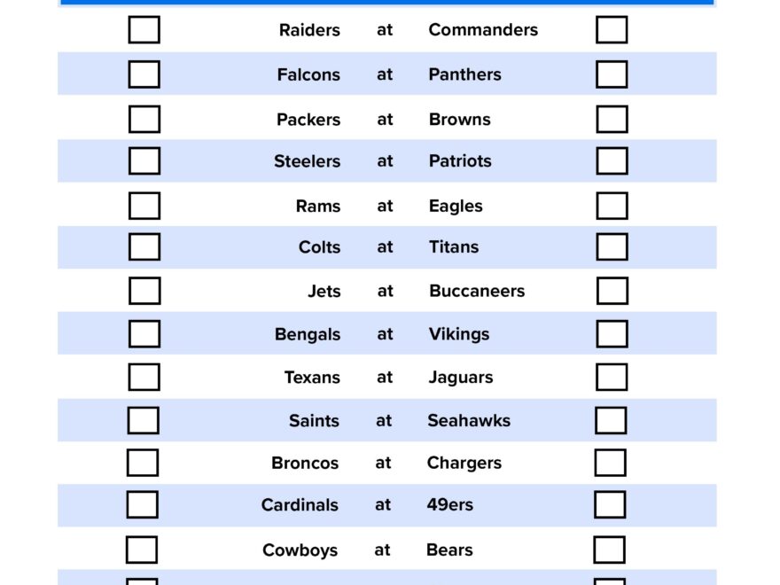 NFL Week 3 Pick Em Sheet Free Printable Schedule And Betting Odds FanDuel Research