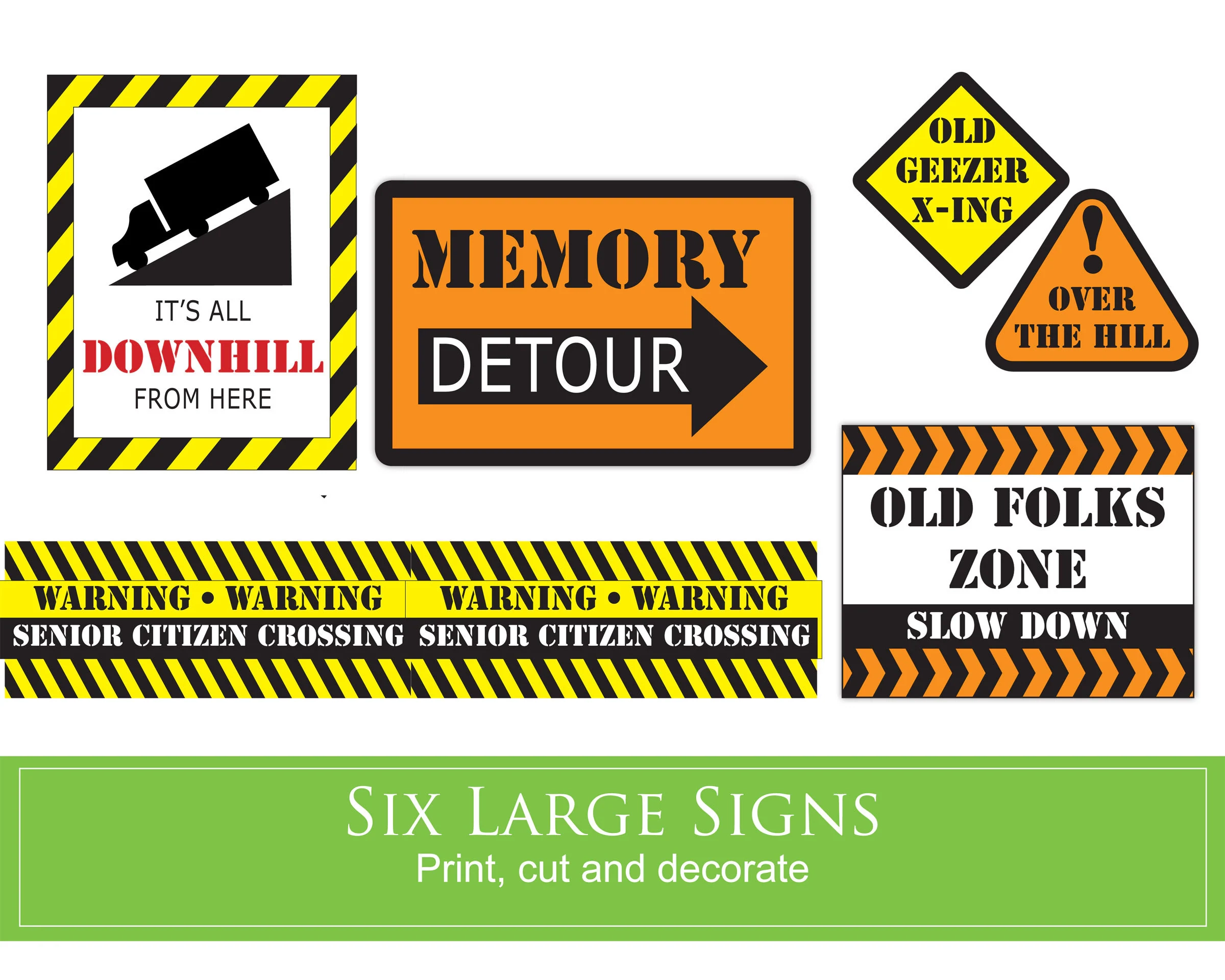 Over The Hill Party Signs Funny Birthday Decorations digital Download Etsy