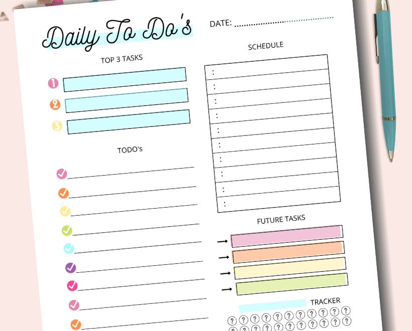 Printable Rainbow Daily Planning Page Carrie Elle