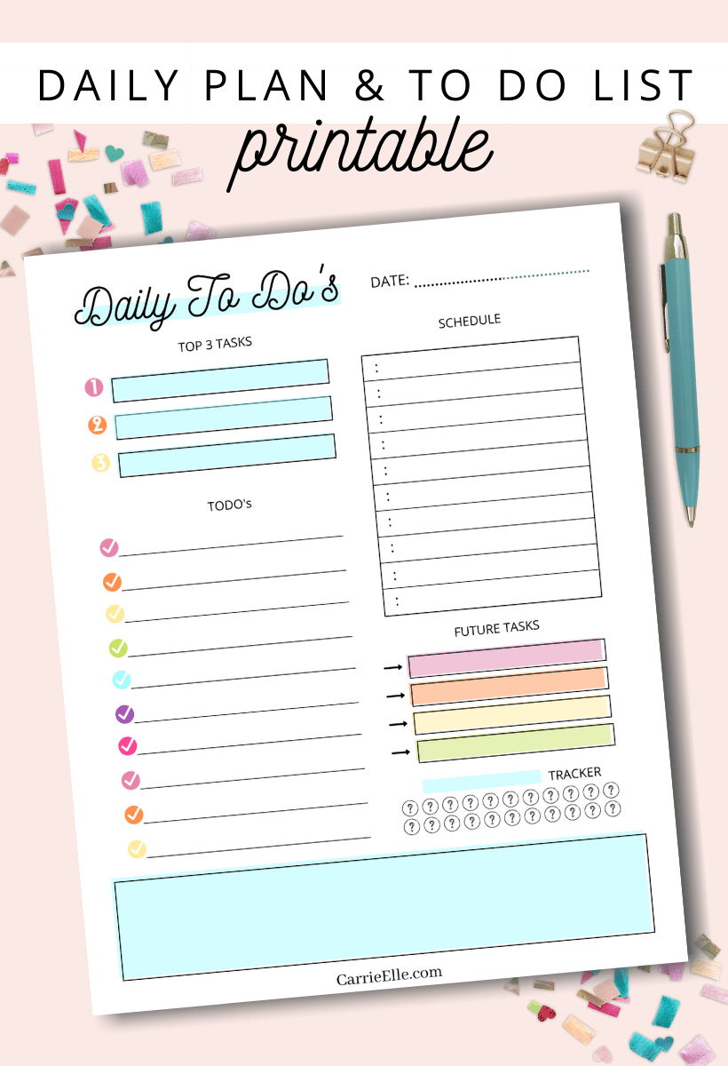 Printable Rainbow Daily Planning Page Carrie Elle