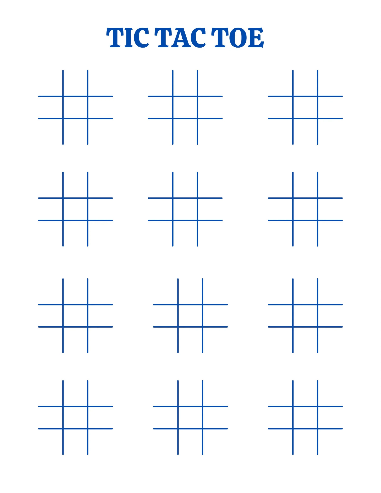 Tic Tac Toe Printable Sheets