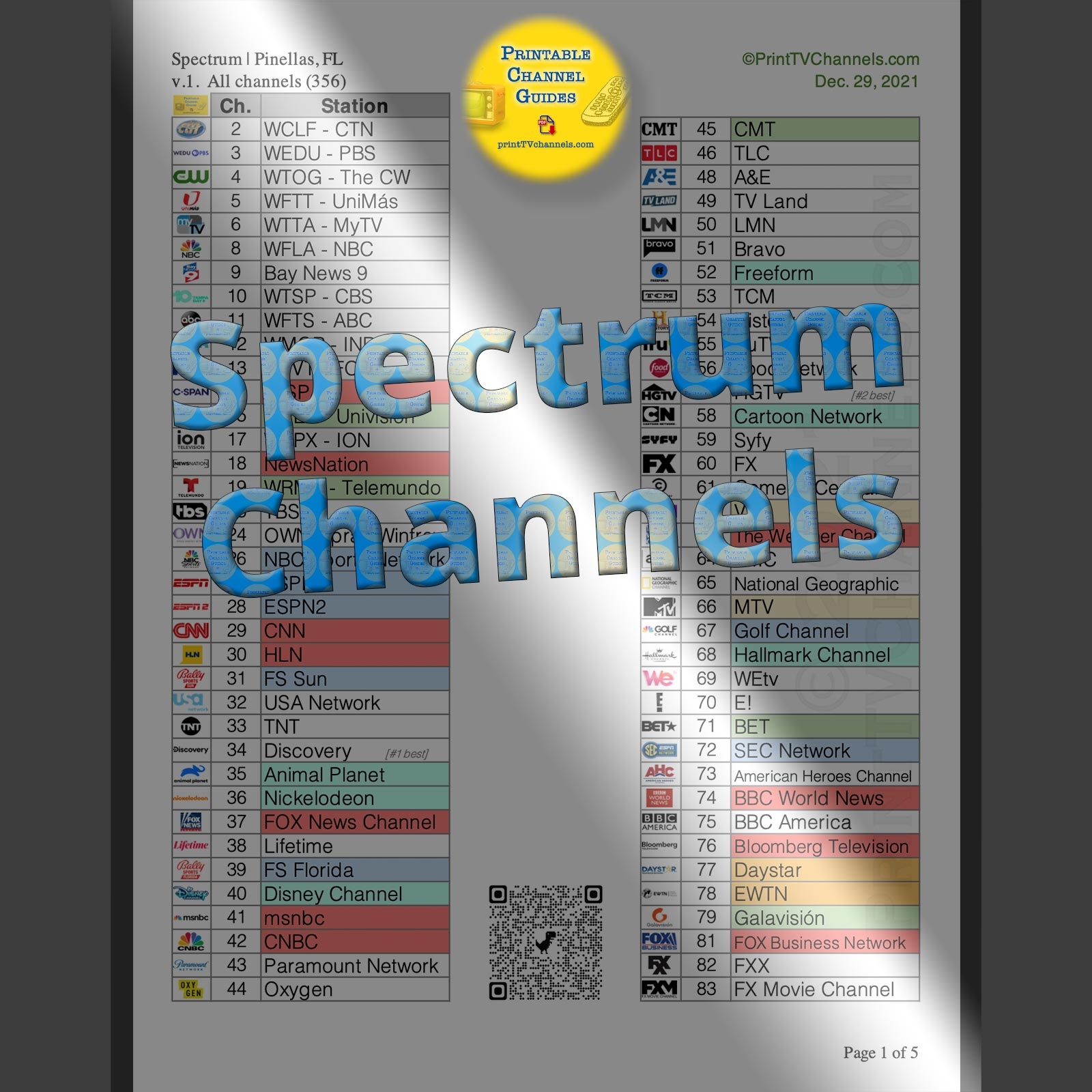 Spectrum Channel Lineup Printable Clearwater FL Free PDF 
