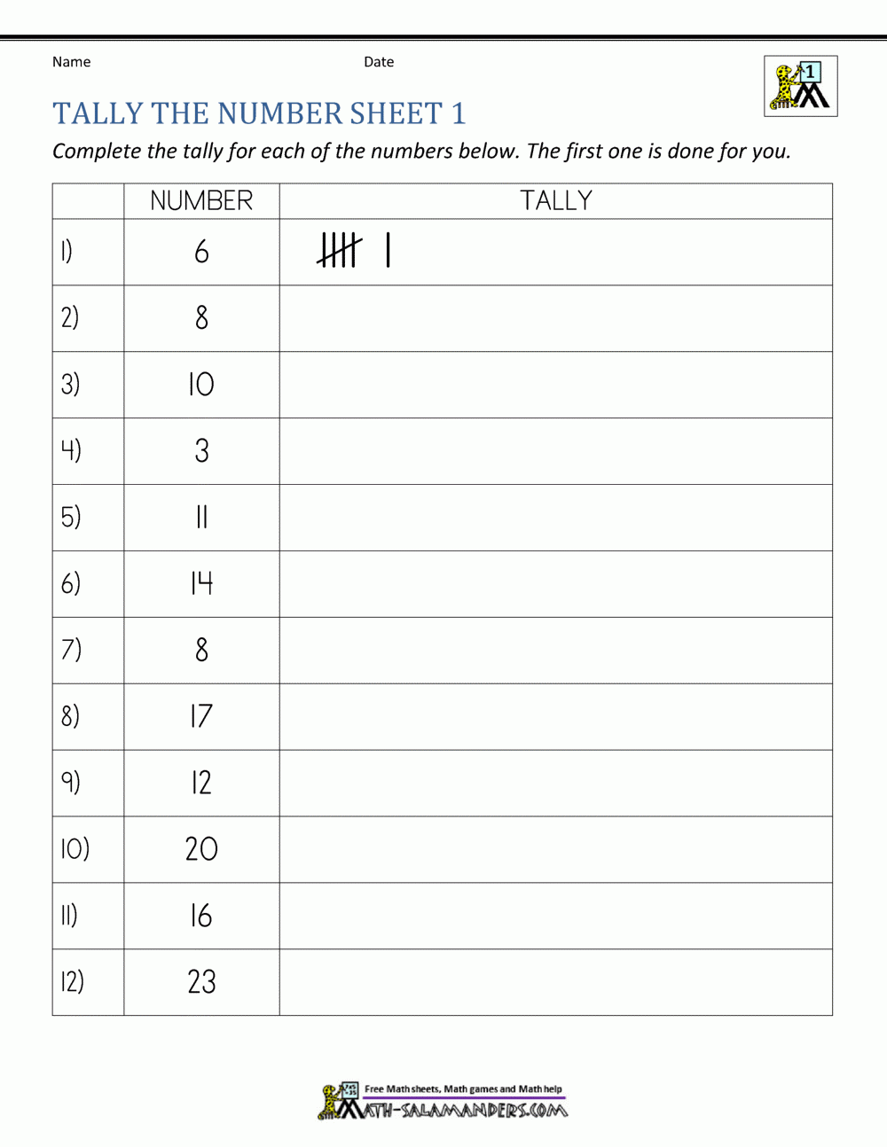 Tally Chart Worksheets Tally Chart Worksheets
