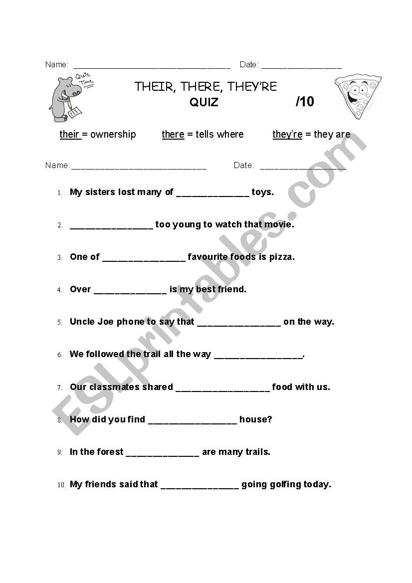 Their There They re Quiz ESL Worksheet By Laurieann Their There They re Quiz ESL Worksheet By Laurieann