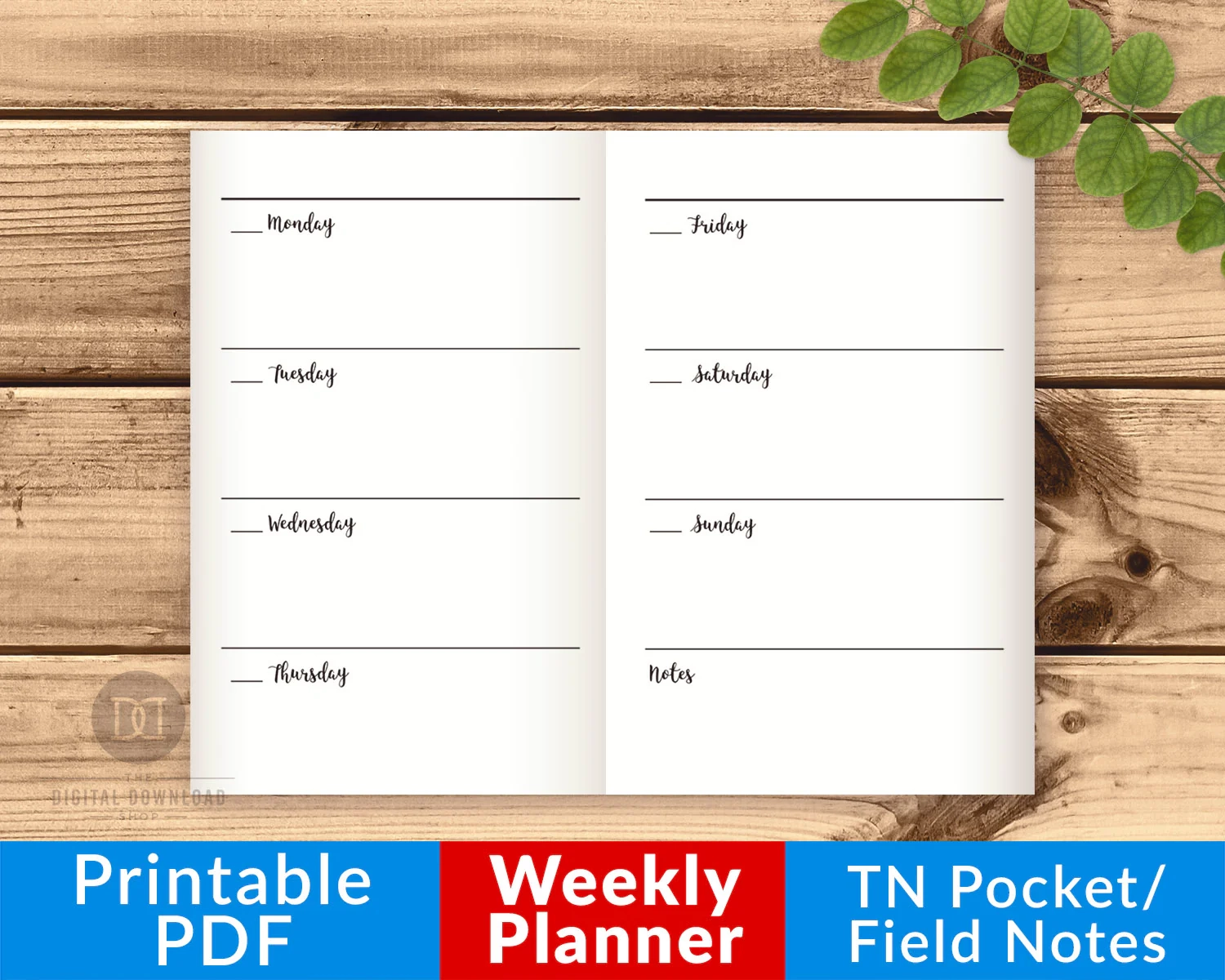 TN Pocket Field Notes Weekly Inserts Printable The Digital Download Shop