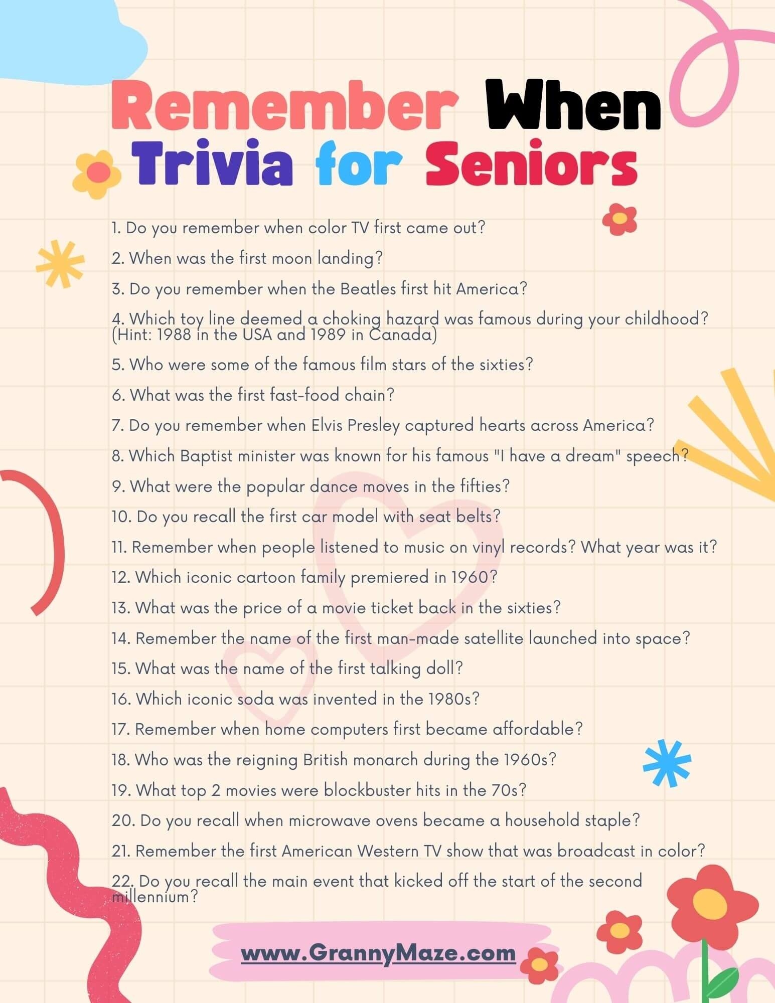 Trivia For Seniors 10 Free PDF Printables Printablee Worksheets Library