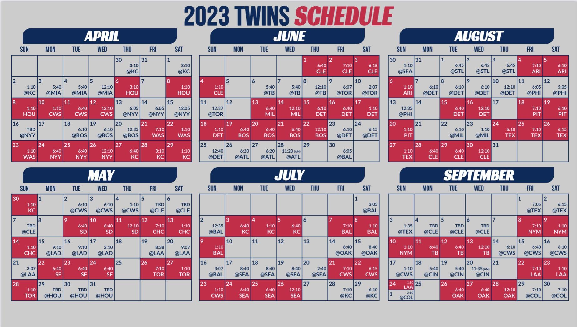 Minnesota Twins Printable Tv Schedule
