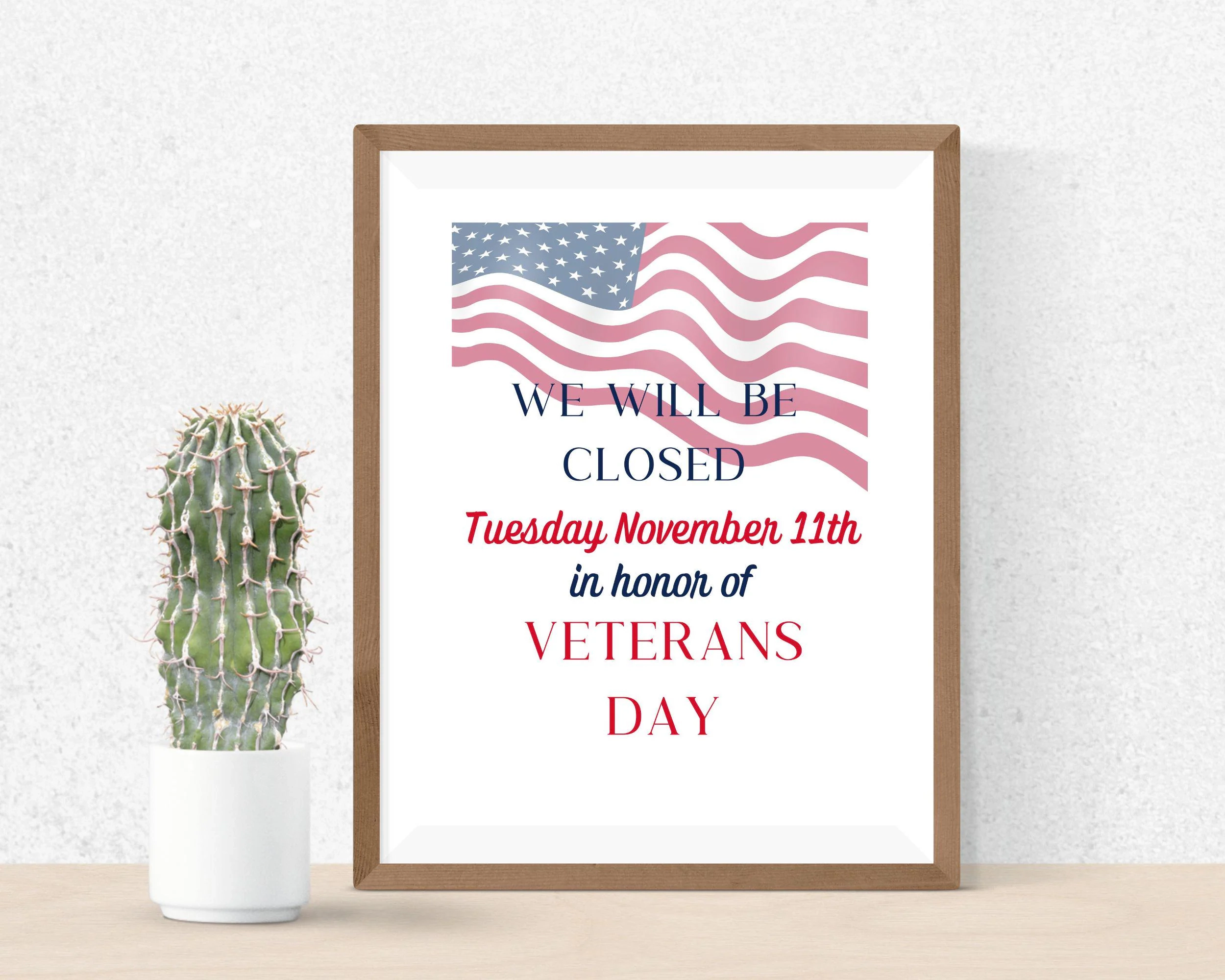 Veterans Day Closed Signs Printable 2026