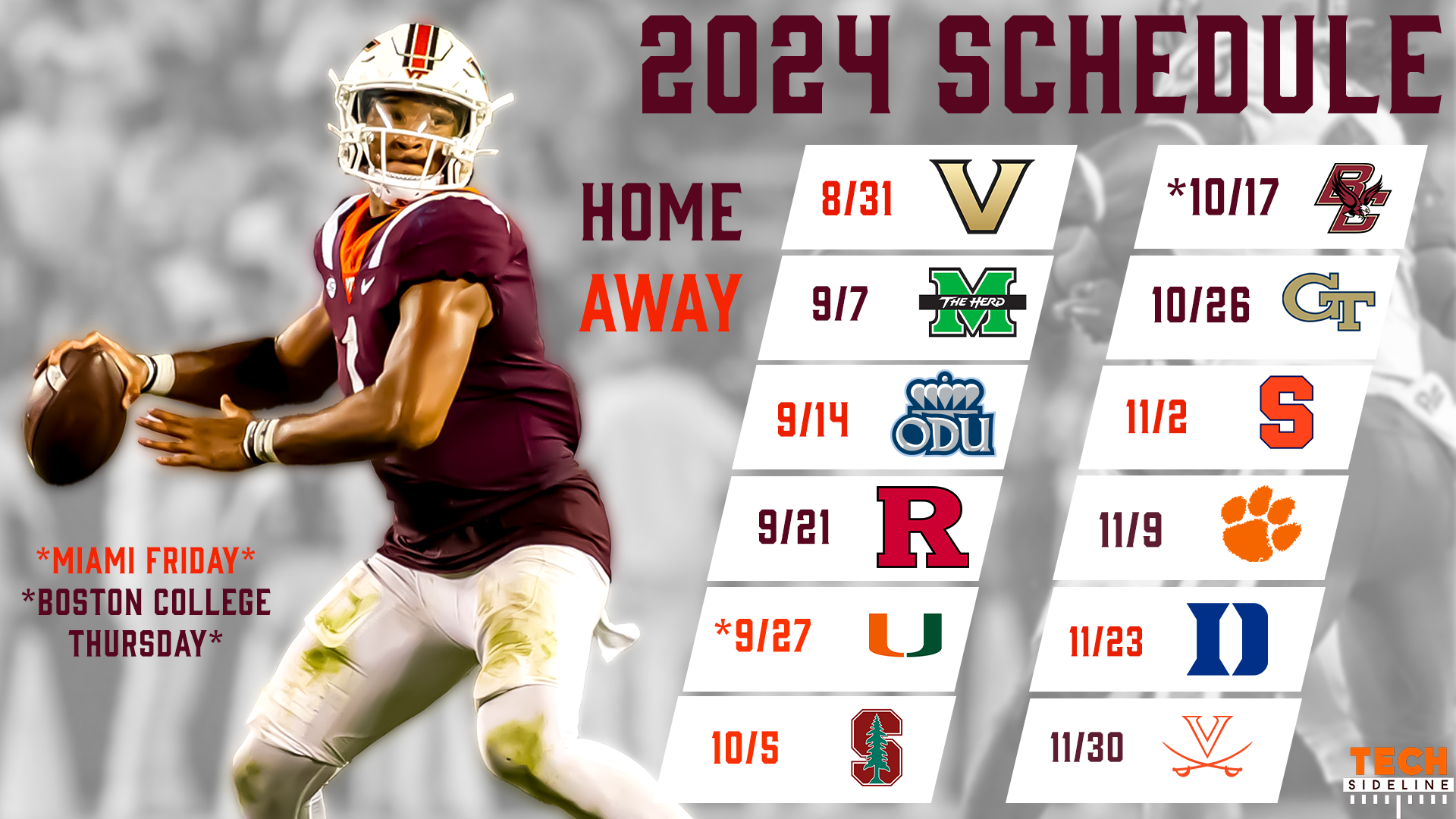 Virginia Tech Releases 2024 Football Schedule